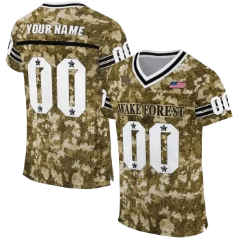 custom wake forest demon deacons camouflage abstract gold jersey best selling