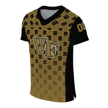 custom wake forest demon deacons stacked rectangle gold jersey fashion forward