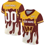 custom washington commanders dripping flames burgundy white jersey best selling
