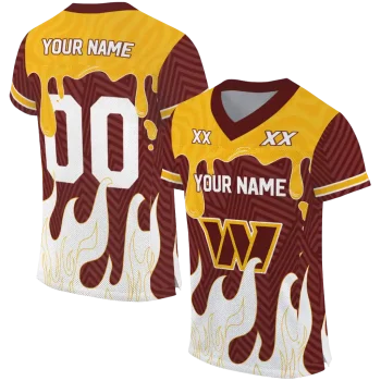 custom washington commanders dripping flames burgundy white jersey best selling