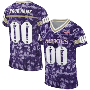 custom washington huskies camouflage abstract purple jersey best selling