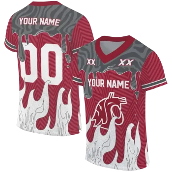 custom washington state cougars dripping flames crimson white jersey best selling