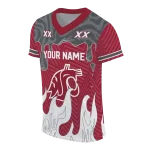 custom washington state cougars dripping flames crimson white jersey best selling