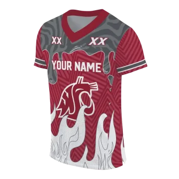 custom washington state cougars dripping flames crimson white jersey fashion forward