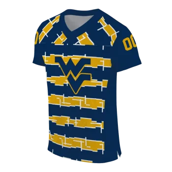 custom west virginia mountaineers layered grids blue jersey fashion forward