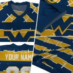 custom west virginia mountaineers layered grids blue jersey best selling