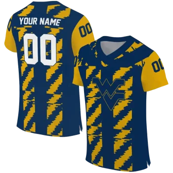 custom west virginia mountaineers stripe block blue jersey best selling
