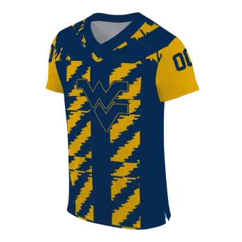 custom west virginia mountaineers stripe block blue jersey fashion forward