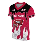 custom western kentucky hilltoppers dripping flames red white jersey best selling
