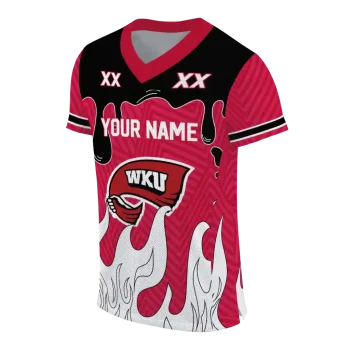 custom western kentucky hilltoppers dripping flames red white jersey fashion forward