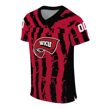 custom western kentucky hilltoppers stripe splatter red jersey fashion forward