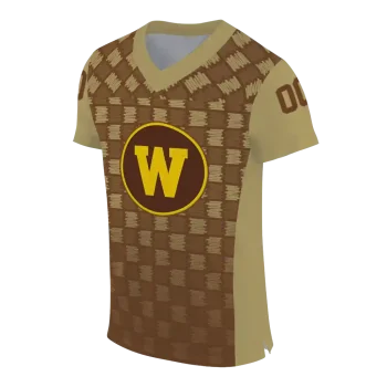 custom western michigan broncos stacked rectangle brown jersey fashion forward