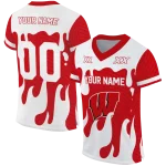 custom wisconsin badgers dripping flames red white jersey best selling