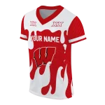custom wisconsin badgers dripping flames red white jersey best selling