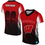 custom wisconsin badgers halftone flow red black jersey best selling