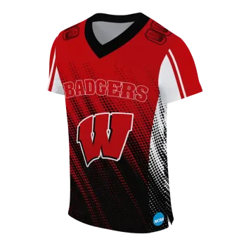 custom wisconsin badgers halftone flow red black jersey fashion forward