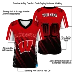 custom wisconsin badgers halftone flow red black jersey best selling