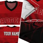 custom wisconsin badgers halftone flow red black jersey best selling