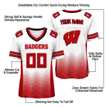 custom wisconsin badgers halftone sweep white black jersey best selling