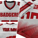 custom wisconsin badgers halftone sweep white black jersey best selling