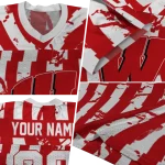 custom wisconsin badgers stripe splatter red jersey best selling