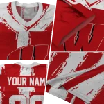 custom wisconsin badgers striped texture red jersey best selling