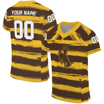 custom wyoming cowboys art stripe brown jersey best selling