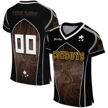 custom wyoming cowboys halftone slant brown black jersey best selling