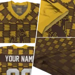 custom wyoming cowboys stacked rectangle brown jersey best selling