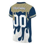 customized akron zips dripping flames blue white jersey best selling