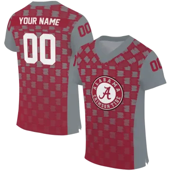 customized alabama crimson tide stacked rectangle crimson jersey best selling