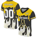 customized appalachian state mountaineers dripping flames black white jersey best selling