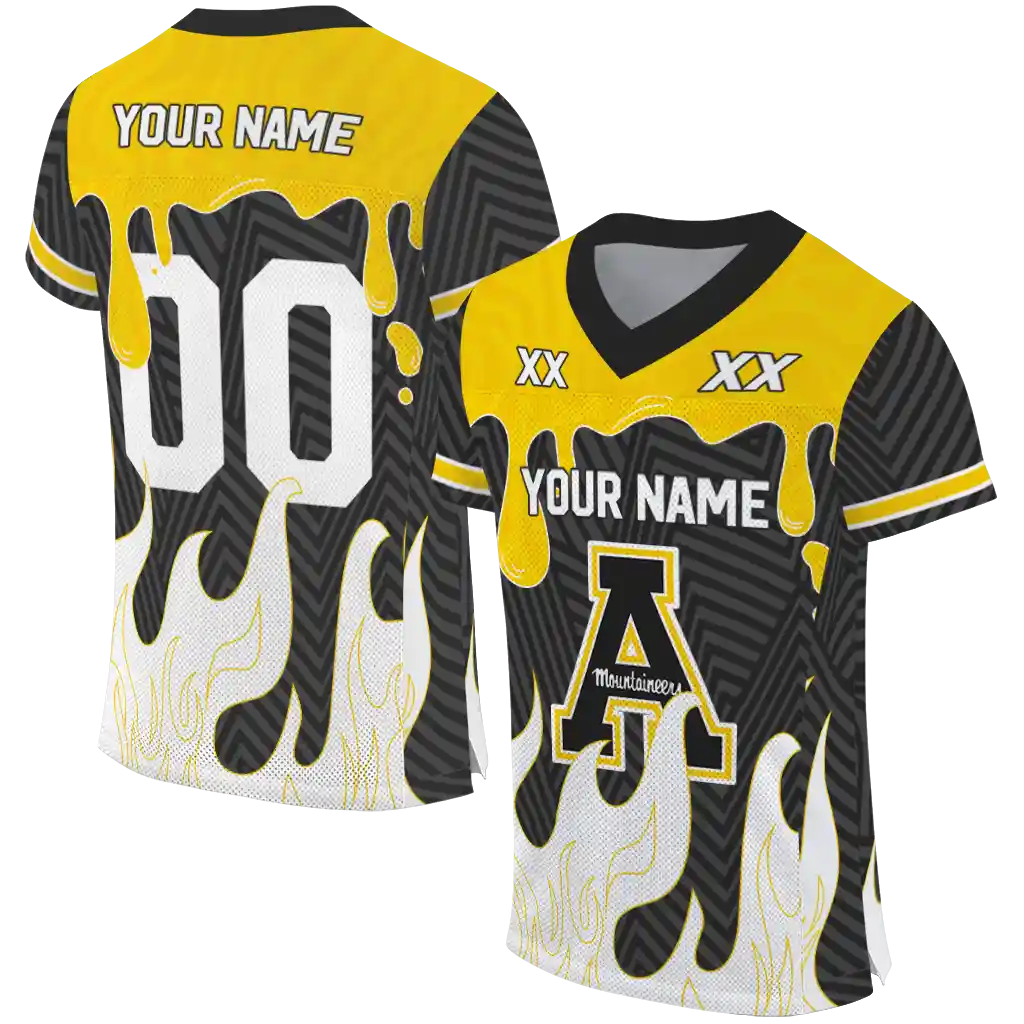 customized appalachian state mountaineers dripping flames black white jersey best selling customized appalachian state mountaineers dripping flames black white jersey best selling