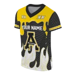 customized appalachian state mountaineers dripping flames black white jersey best selling