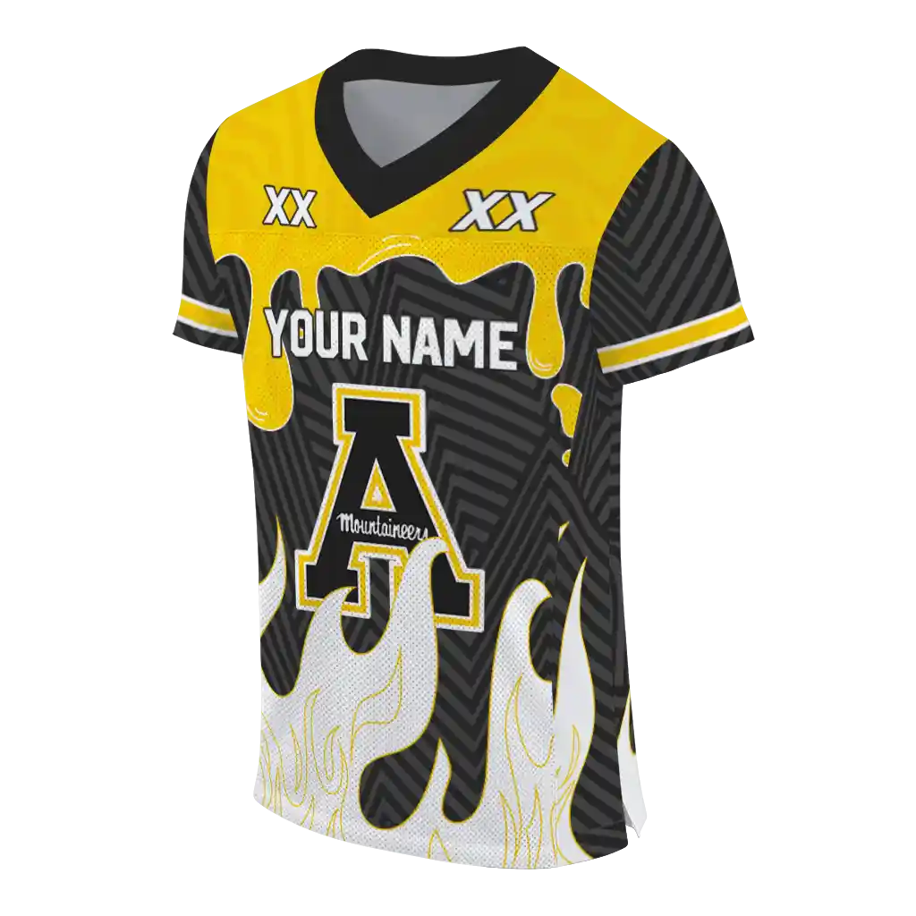 customized appalachian state mountaineers dripping flames black white jersey fashion forward customized appalachian state mountaineers dripping flames black white jersey fashion forward
