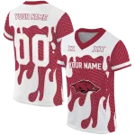 customized arkansas razorbacks dripping flames red white jersey best selling