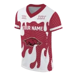 customized arkansas razorbacks dripping flames red white jersey best selling