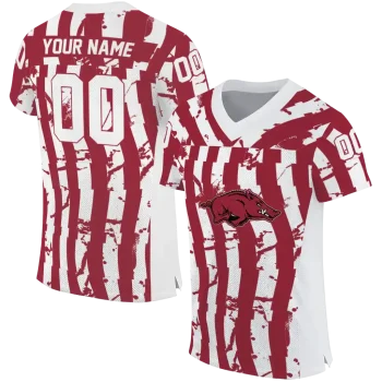 customized arkansas razorbacks stripe splatter red jersey best selling