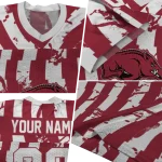 customized arkansas razorbacks stripe splatter red jersey best selling