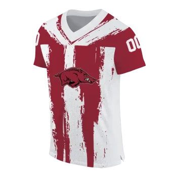 customized arkansas razorbacks striped texture red jersey fashion forward