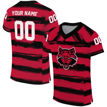 customized arkansas state red wolves art stripe scarlet jersey best selling