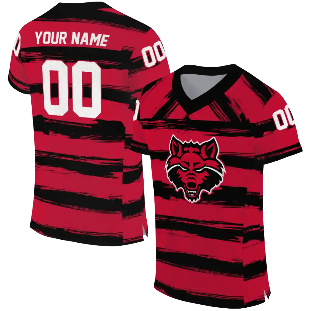 customized arkansas state red wolves art stripe scarlet jersey best selling customized arkansas state red wolves art stripe scarlet jersey best selling