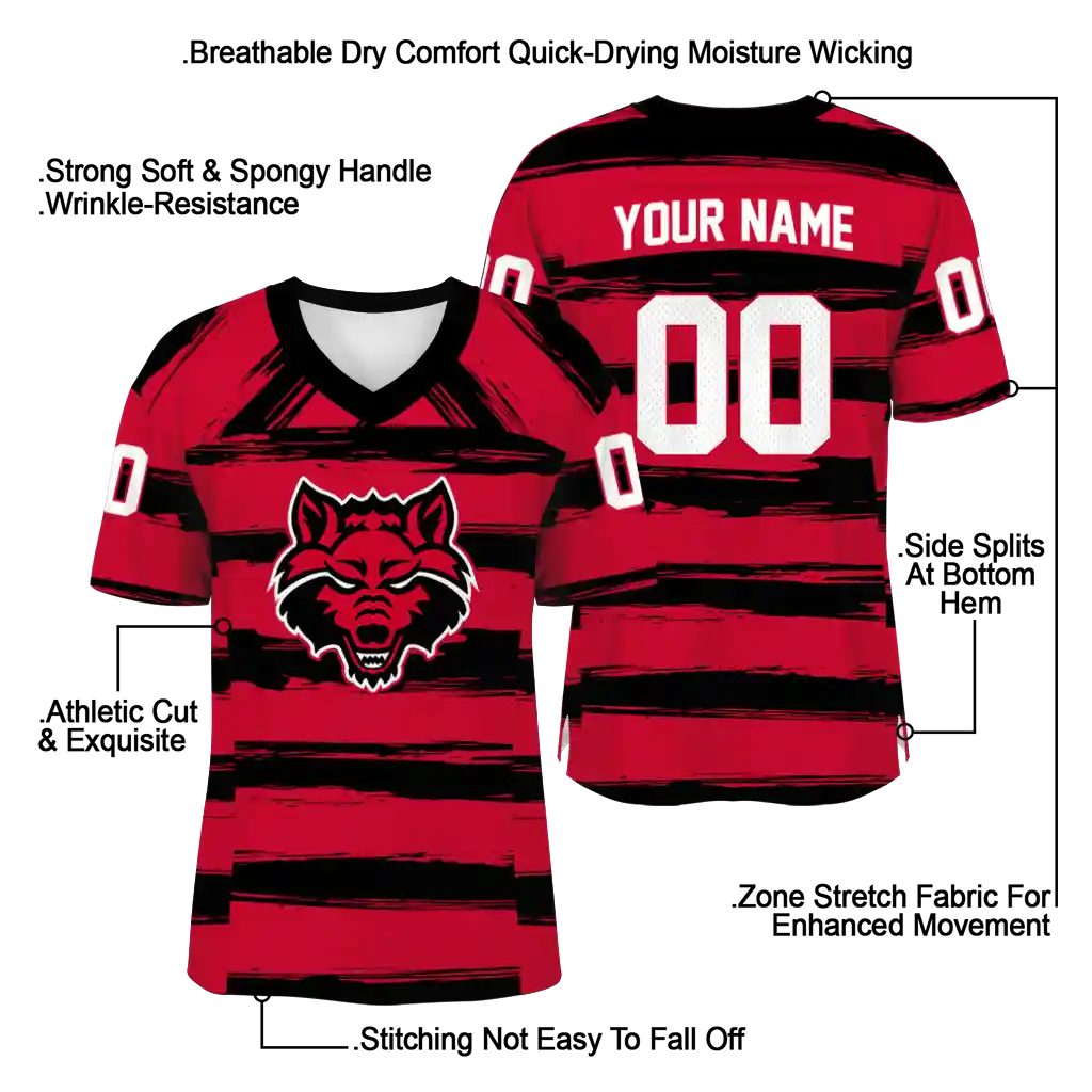 customized arkansas state red wolves art stripe scarlet jersey latest model customized arkansas state red wolves art stripe scarlet jersey latest model