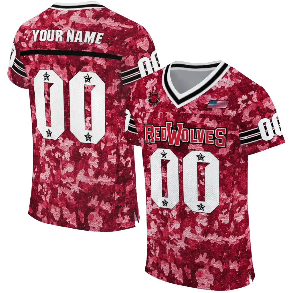 customized arkansas state red wolves camouflage abstract scarlet jersey best selling customized arkansas state red wolves camouflage abstract scarlet jersey best selling