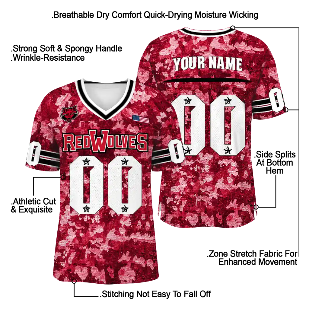 customized arkansas state red wolves camouflage abstract scarlet jersey latest model customized arkansas state red wolves camouflage abstract scarlet jersey latest model
