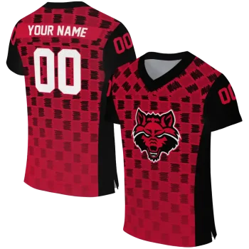 customized arkansas state red wolves stacked rectangle scarlet jersey best selling