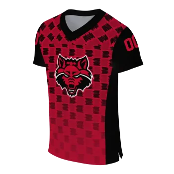 customized arkansas state red wolves stacked rectangle scarlet jersey fashion forward