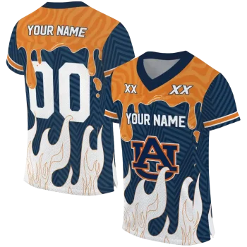 customized auburn tigers dripping flames navy blue white jersey best selling