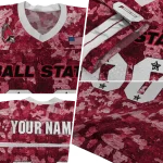 customized ball state cardinals camouflage abstract red jersey best selling