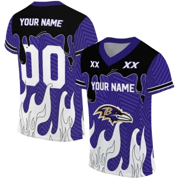customized baltimore ravens dripping flames purple white jersey best selling